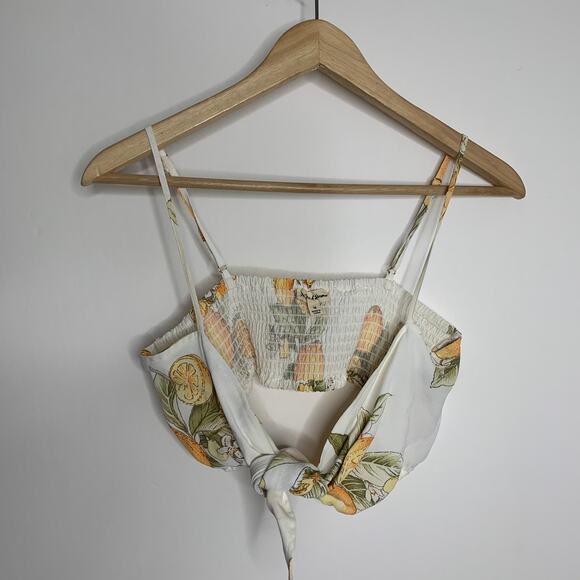 For Love and Lemons Lemon Print Tie Front Bra Top Womens Medium - Picture 3 of 12